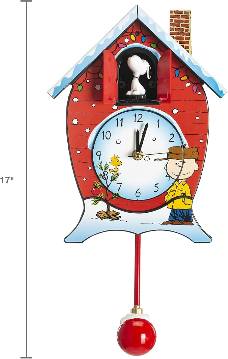 Mark Feldstein Peanuts Cuckoo Clock - Linus and Lucy Song | 17-Inch Red Design