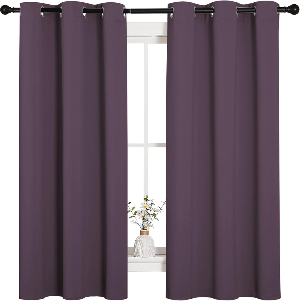 NICETOWN Blackout Curtains - Room Darkening Grommet Top Drapes for Bedroom or Dining Room | Set of 2, 42 x 63 Inch, Plum