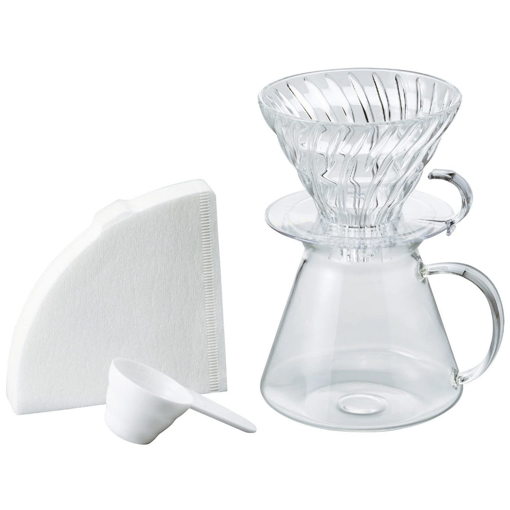 Hario "Simply Hario" V60 Glass Pour Over Coffee Set, Size 02