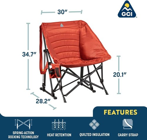 GCI Outdoor Puff Rocker - Comfortable Folding Chair for Relaxation | Navy Color