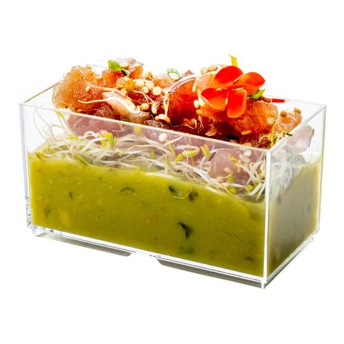 Restaurantware 2.5 Ounce Dessert Cups 100 Rectangle Appetizer Cups - Stackable Disposable Clear Plastic Tiramisu Cups For Snacks And Desserts Ideal For Parties Buffets Or Catering