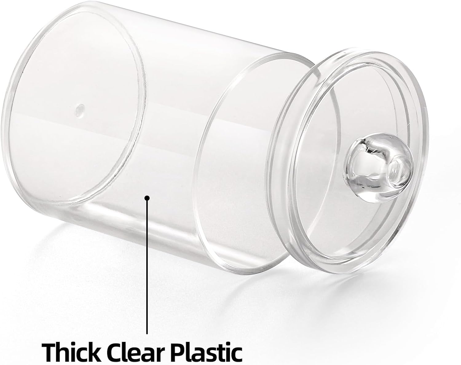 Tbestmax Qtip Holder Set - 4 Clear Plastic Apothecary Jars for Bathroom Organization | Cotton Swabs & More