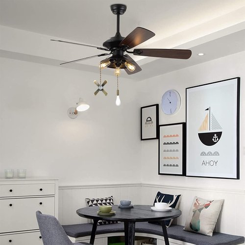 SUR-CIEL 2PCS Ceiling Fan Pull Chain, Bulb and Fan Pattern Pull Chain Extension, Ceiling Fan Pull Chain Extender, Light Fan Pulls Chain with 12 Inches 3mm Diameter Beaded Ball Connector, Bronze