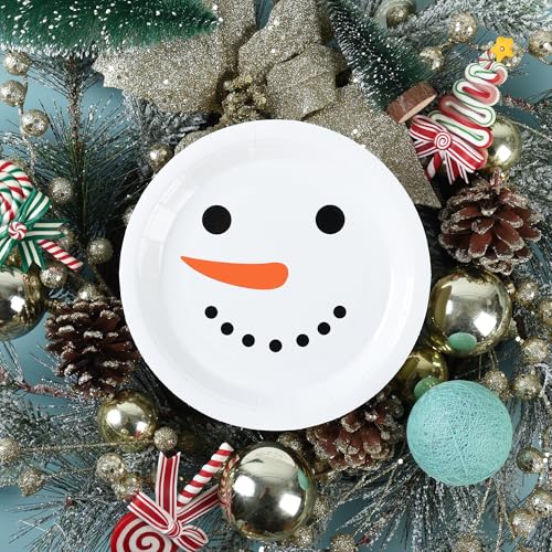 AimFun 48 Pack Christmas Snowman Disposable Paper Plates - 7 Inch