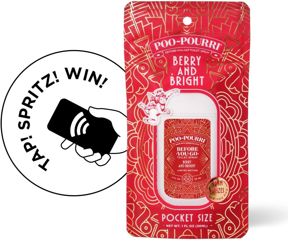 Poo-Pourri Before-You-Go Holiday Pocket Sprayer - Berry & Bright, 1 Fl Oz | Cinnamon, Cranberry, Balsam Fir