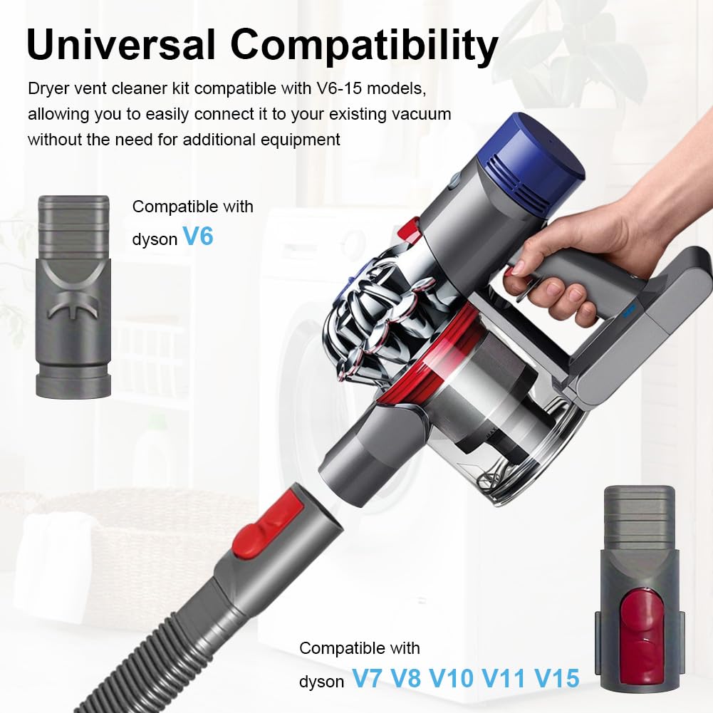 Dryer Vent Cleaner Kit,Dryer Vent Lint Hose for Dyso-n,Dryer Lint Vacuum Attachment V7 V8 V10 V11 V12 V15,Dryer Lints Remover Hose Replacement Parts Attachment (Grey,Size:80cm/31.5inch)