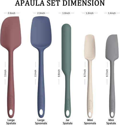 Coukre Silicone Spatula Set - High Temperature Resistant, Food Grade, Dishwasher Safe | 5-Piece Colorful Set