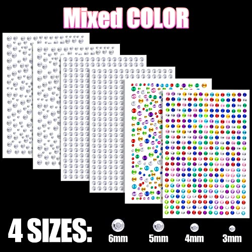 BELLEBOOST 2010 Pcs Self-Adhesive Rhinestone Stickers with Makeup Glue