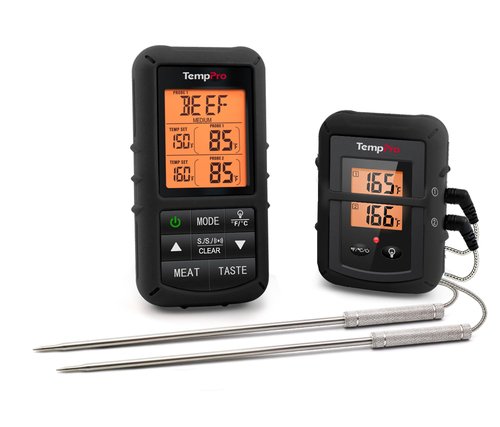 TempPro TP20 500FT Wireless Meat Thermometer with Dual Meat Probe, Digital Cooking Food Meat Thermometer Wireless for Smoker BBQ Grill Thermometer Beef Steak Turkey Thermometer (Previously ThermoPro)