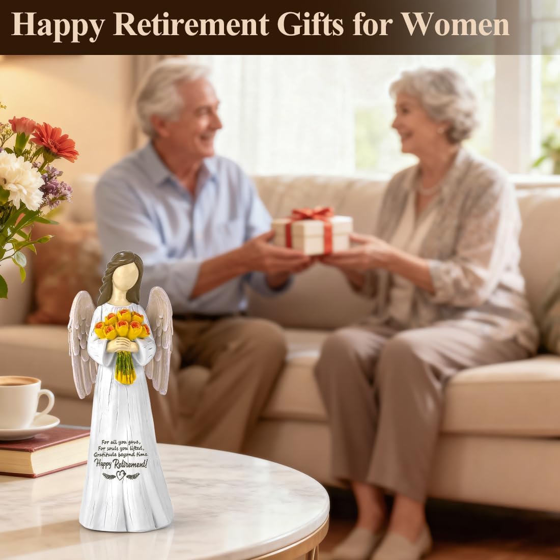 Sentimental Retirement Gifts for Women | Hand-Painted Angel Figurine - Perfect for Teachers, Nurses & Friends - 7”