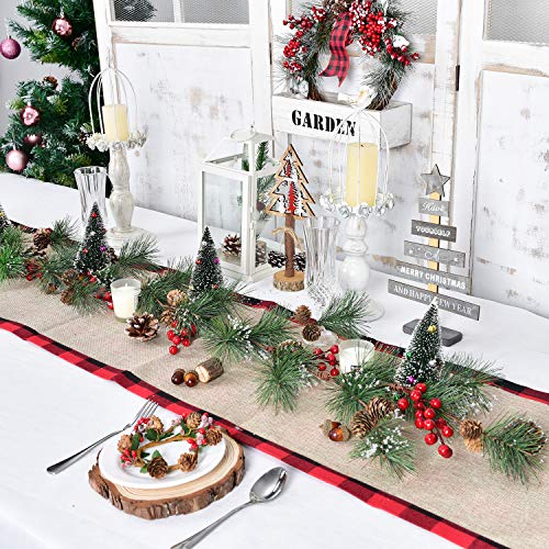 6 Foot Artificial Christmas Pine Garland with Berries Pinecones & Needles