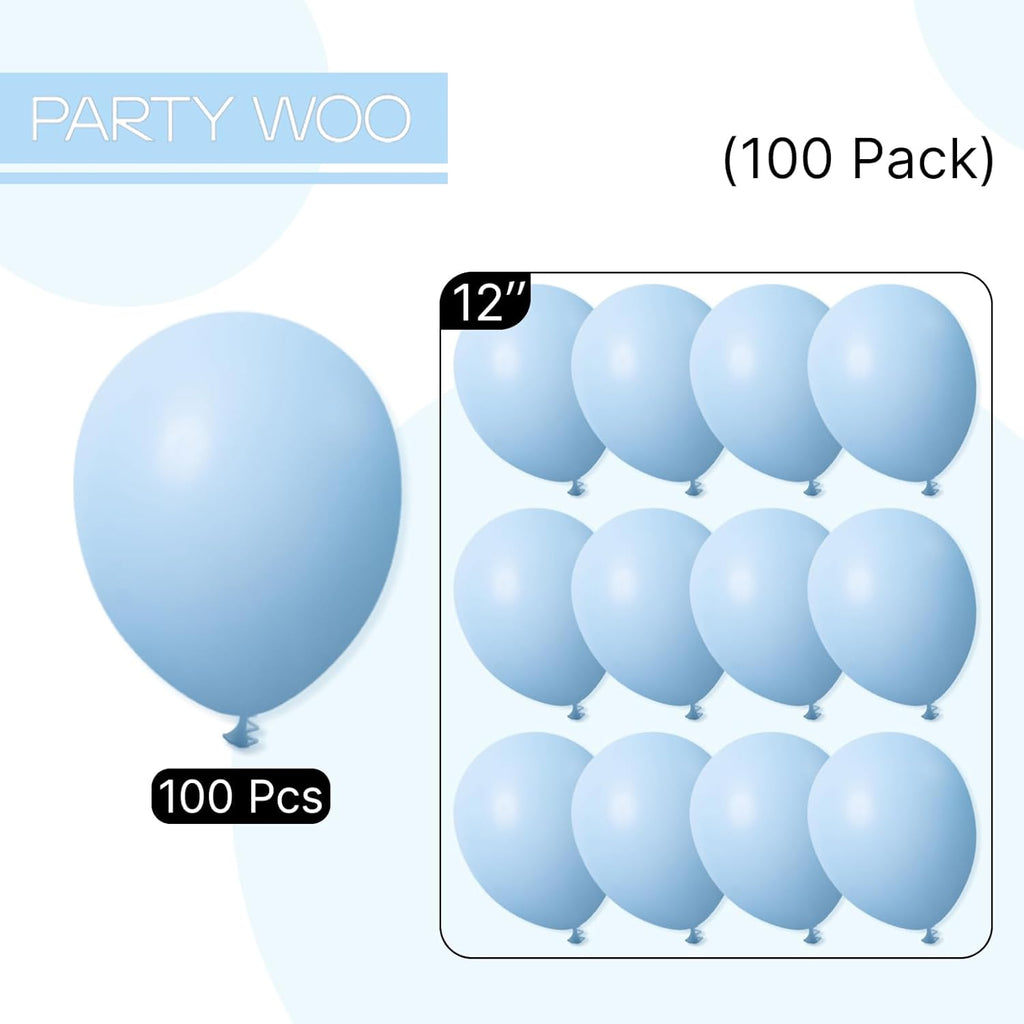 PartyWoo Blue Balloons - 100pcs 12-Inch Latex Helium Balloons for Birthday & Wedding Decor