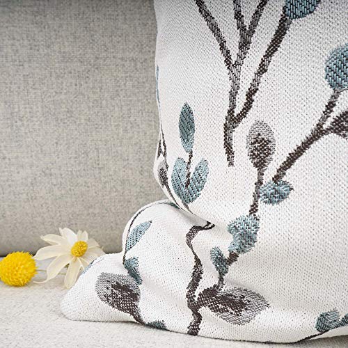 Teal Leaf Jacquard Decorative Throw Pillow Cover, 12x20 inches
