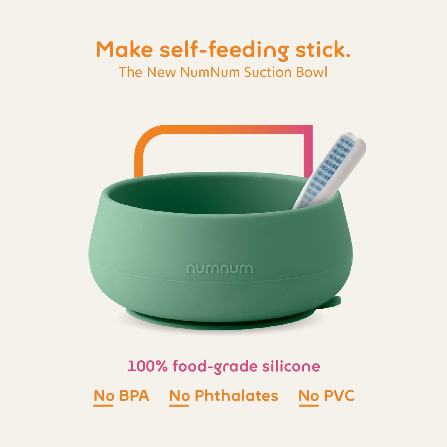 NumNum Baby Bowl Set - 2 Pack GOOtensils Baby Spoons with Extra Strong Non-Slip Suction | 100% Food-Grade Silicone, BPA-Free, Microwave & Dishwasher Safe (Green/Blue)