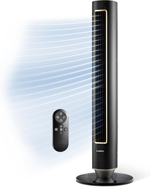 Lasko Pinnacle 40” Tower Fan - Quiet 24dB Operation, 90° Oscillation, 32 ft/s Airflow | Remote & Timer Included