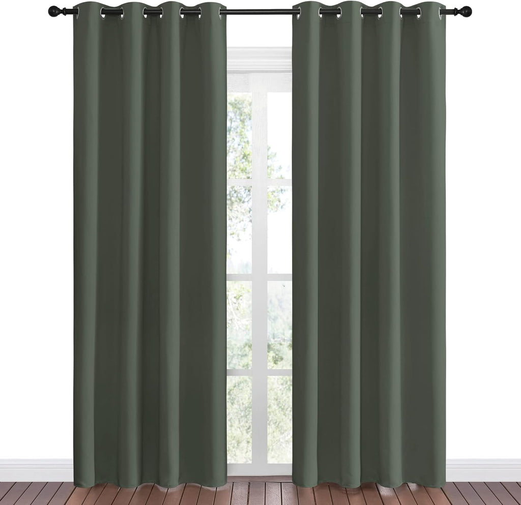 NICETOWN Blackout Curtains - Thermal Insulated Grommet Drapes for Living Room | 55 x 86 Inches, Dark Mallard (1 Pair)
