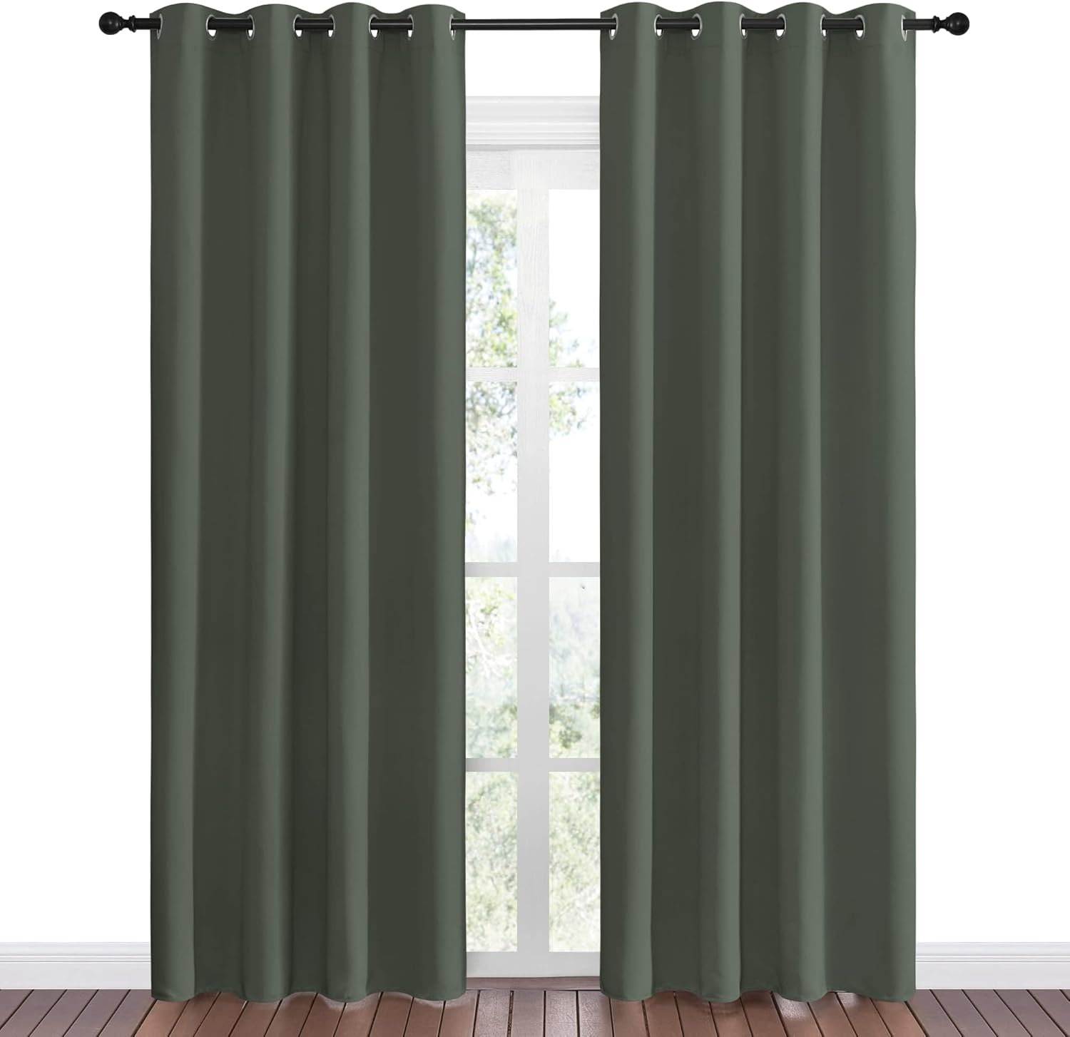 NICETOWN Blackout Curtains - Thermal Insulated Grommet Drapes for Living Room | 55 x 86 Inches, Dark Mallard (1 Pair)