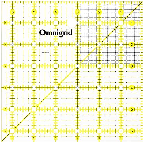 Omnigrid 6-1/2" Square Quilting and Sewing Ruler - Durable Acrylic