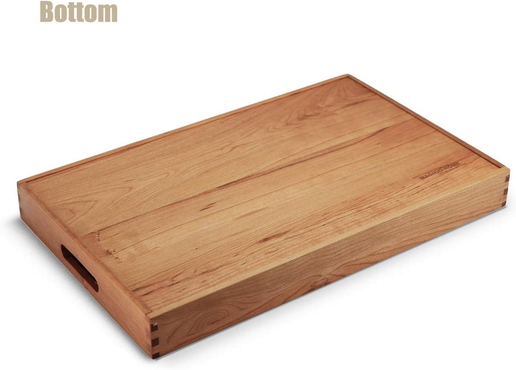 Regine Switzerland Large Rectangle Cherry Wood Ottoman Tray - 22 x 14 Inches with Handles for Serving Tea, Coffee, or Breakfast in Bed
