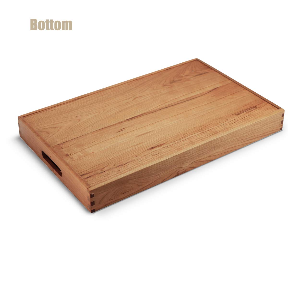MAGIGO 22 x 14 Inches Large Rectangle Cherry Wood Ottoman Tray with Handles, Serve Tea, Coffee or Breakfast in Bed, Classic Wooden Decorative Serving Tray