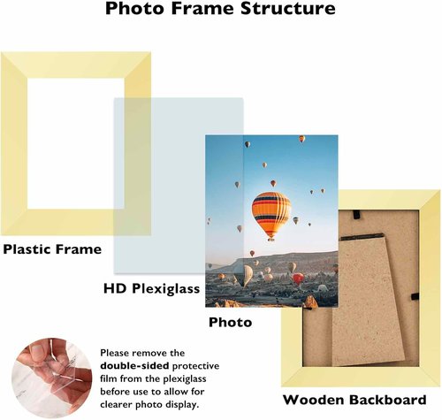 JCJMY Gold 3x4 Picture Frame - Wall Hanging or Tabletop Display with Shatter Resistant Plexiglass