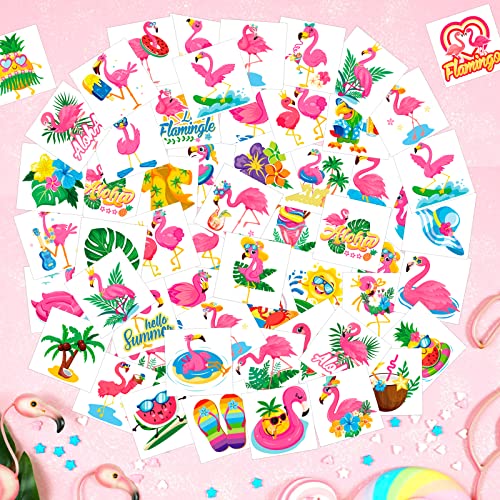 HOWAF 96pcs Flamingo Temporary Tattoos for Kids Summer Party Favors
