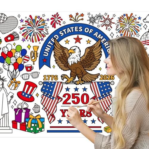 Giant 250 Years Patriotic Coloring Poster - 31x72 Inches