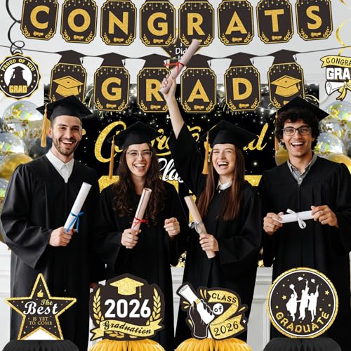 Orgcity Class of 2026 Graduation Decorations Set with Banner, Backdrop & Balloons