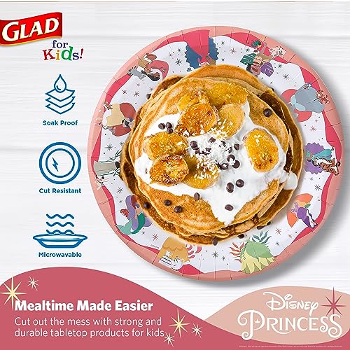 Glad for Kids Disney Princess Disposable Paper Plates, 10 Inch, 20 Count