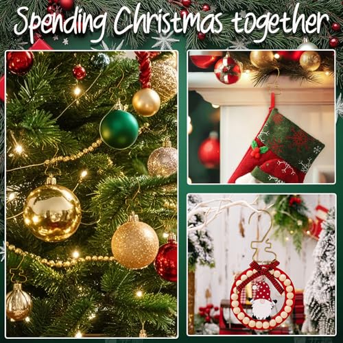 Christmas Ornament Hooks Set - Style C, Gold Metal Wire Hangers, 100 Pack