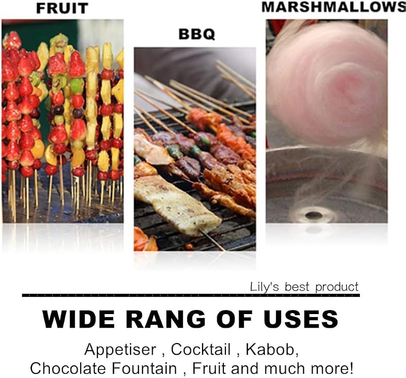 100 PCS Natural Bamboo Skewers - 5.91-Inch BBQ Picks for Grilling