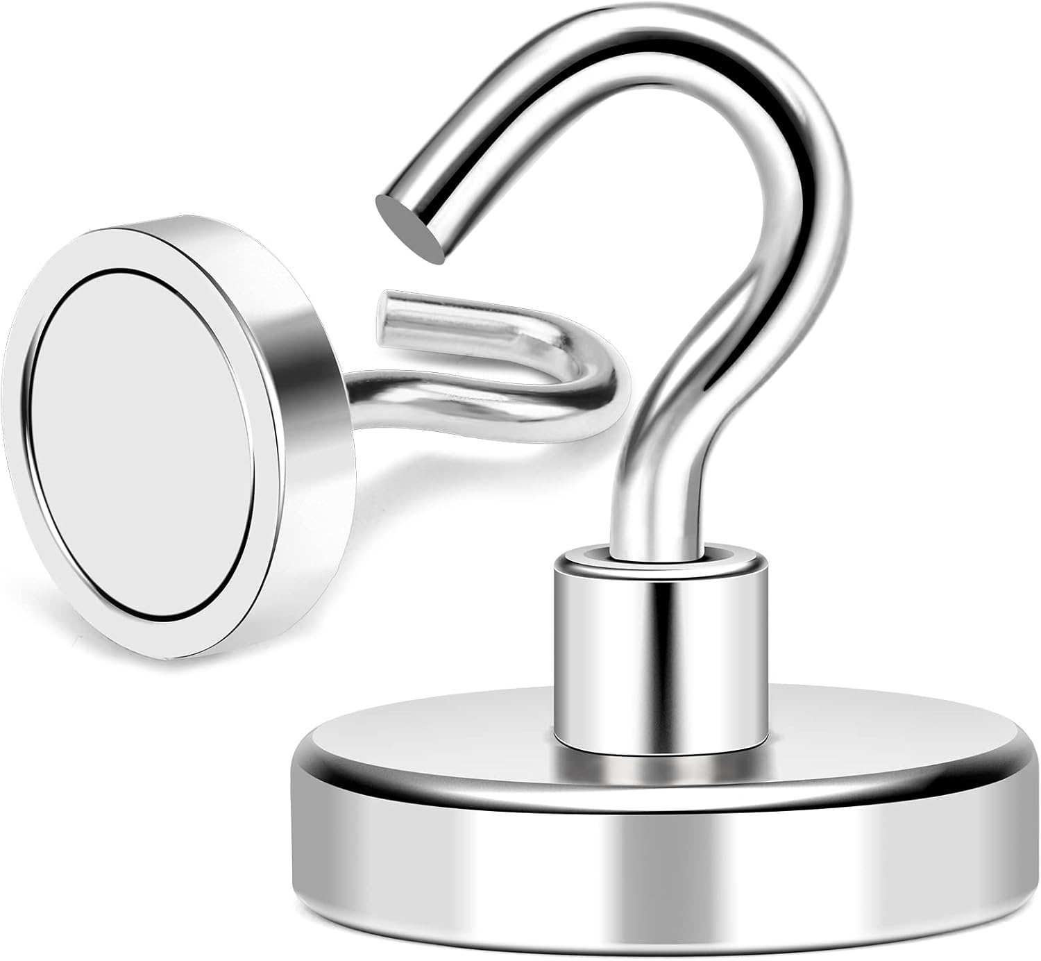 MIKEDE Heavy Duty Magnetic Hooks - 170Lbs Super Strong Neodymium Magnet Hangers for Storage | 4 Pack