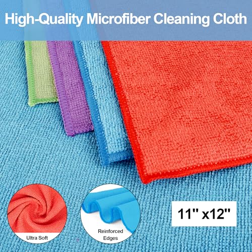 HOMERHYME Microfiber Cleaning Cloths, 12 Pack Multicolor Lint-Free Rags