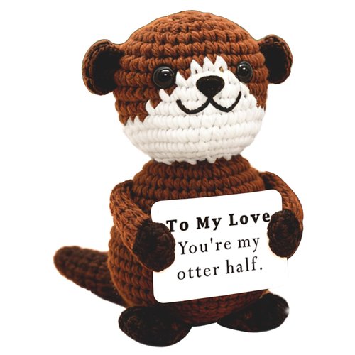 Kinninsion Anniversary Birthday Easter Basket Gifts for Husband Wife Boyfriend Girlfriend Him Her Handmade Otter Mothers Fathers Day Sea Otter Decor Funny Emotional Crochet Animals for Men Women