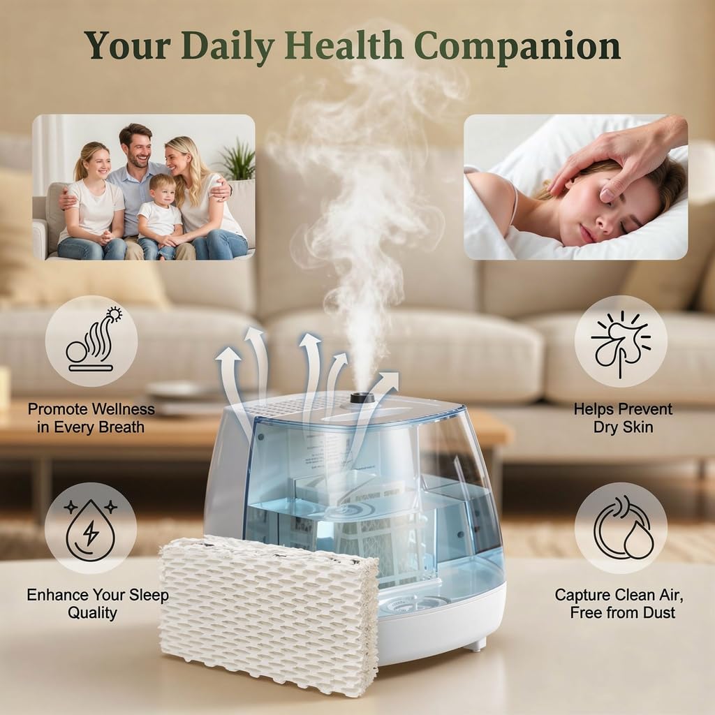 QalryXen WF813 Humidifier Filter Replacement, High-Density Wick Filters Compatible with Equate EQWF813, Relion RCM832/RCM-832N, ProCare PCWF813, EQ-2119-UL, PCCM-832N Cool Mist Humidifiers (3-Pack)