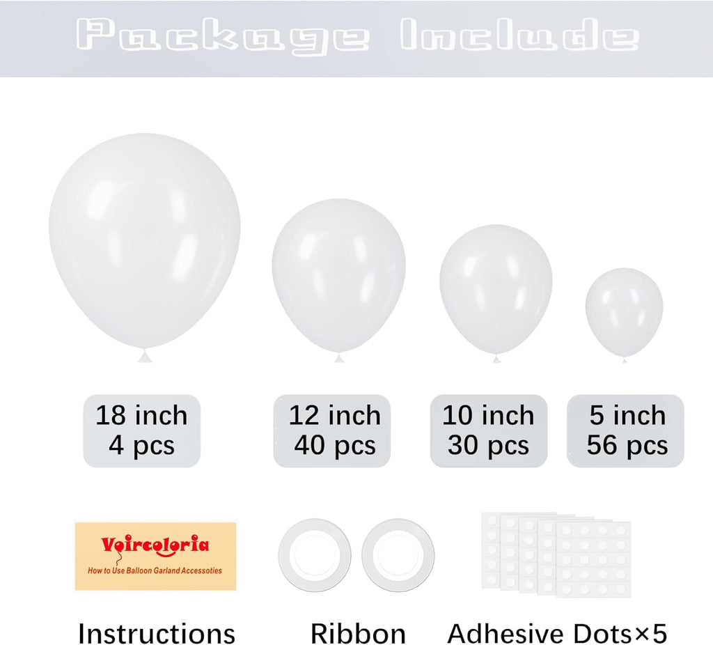Voircoloria Clear Balloon Garland Kit - 130pcs Transparent Latex Balloons in Various Sizes for Parties & Events