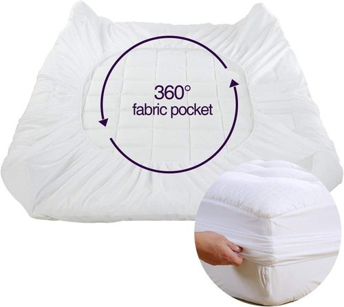 EASELAND Queen Size Mattress Pad - Quilted Pillow Top Protector with Cooling Cotton | Fits 8-21" Deep Pockets (60x80 inch, White)