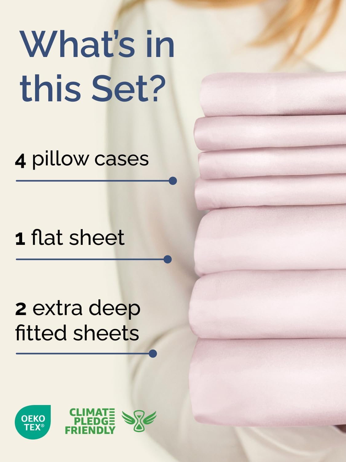 Skiennix Extra Deep Split King Sheet Set - 7 Piece Cooling Bedding - Soft, Wrinkle-Free, Lavender Pink