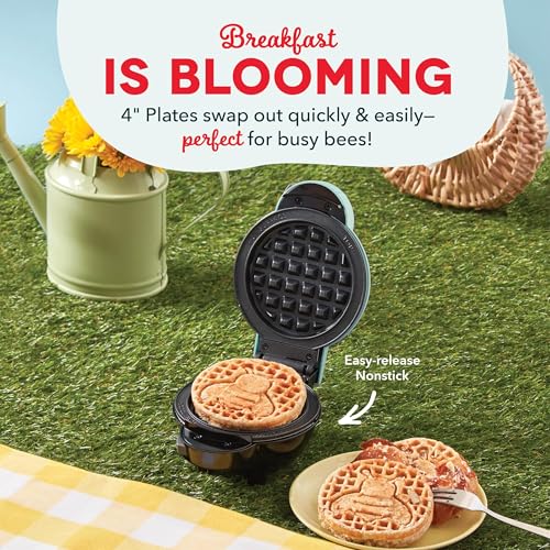 Dash MultiMaker® Mini Waffle Plate Set - Sunflower & Bee Design, Nonstick, 4-Inch, Two-Pack (Replacement Plates for Waffle Maker Not Included)