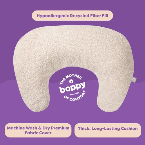 Boppy Nursing Pillow - Ergonomic Breastfeeding & Bottle Support with Water-Repellent Cover | Oatmeal Boucle