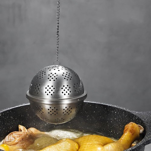 Spice Ball Extra Large for Cooking, Tea Infuser, Stainless Steel Tea Ball Strainer Spice Infuser, Soup Seasonings Seperation Basket with Extended Chain Hook for Brewing Tea Spices Seasonings