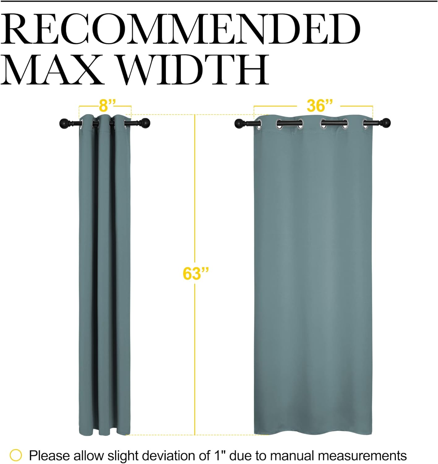 NICETOWN Modern Greyish Blue Blackout Curtains - Noise Reducing & Thermal Insulated | 2 Panels (W42 x L63-Inch) for Small Windows