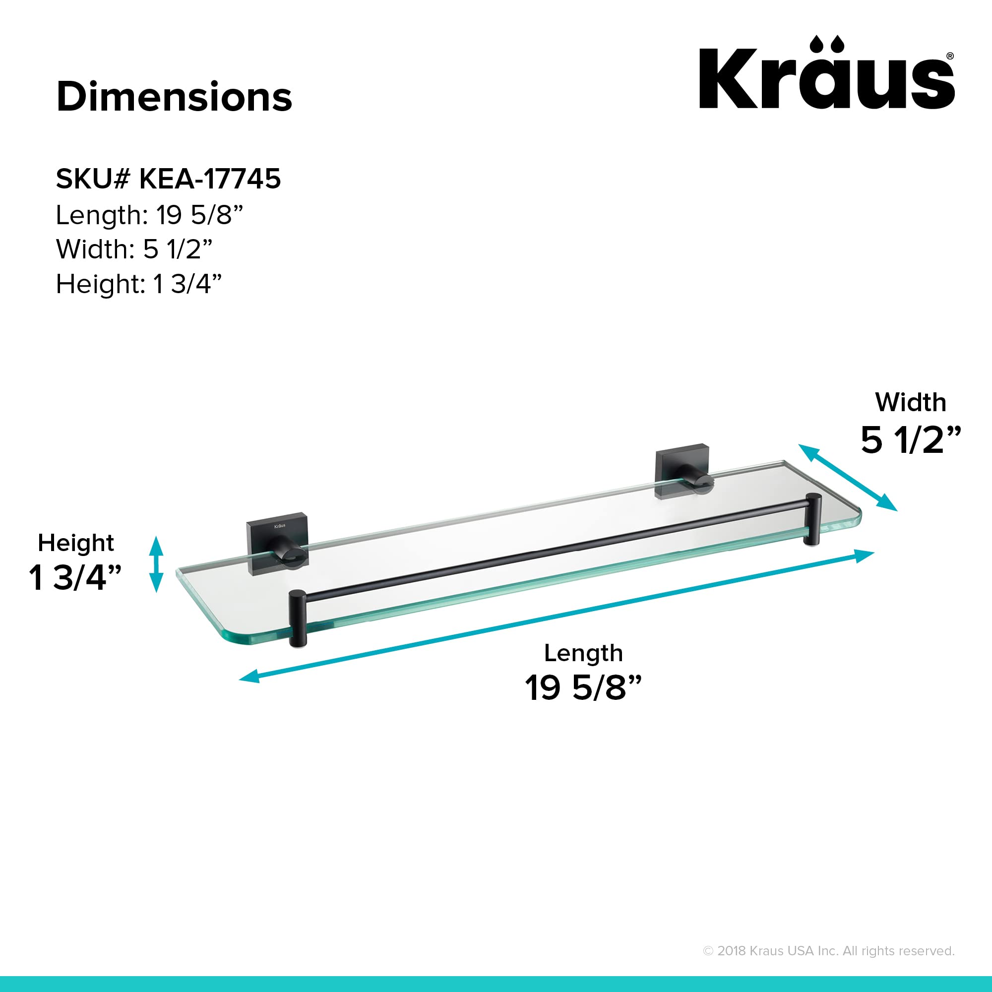 Kraus Ventus Bathroom Shelf, Matte Black Finish, KEA-17745MB