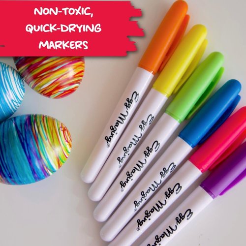 EggMazing Mini Easter Egg Decorator Kit - Fun Spinner & 6 Markers for Kids Ages 3+
