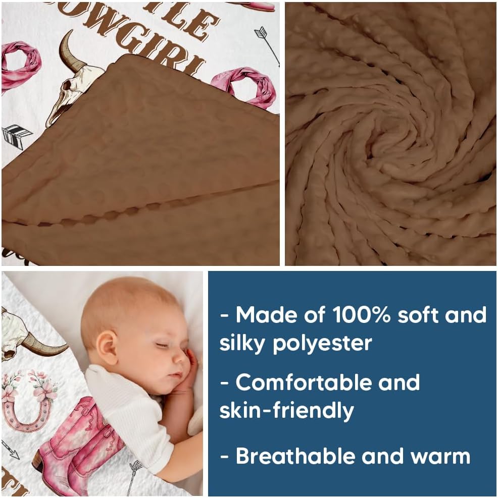 Skiennix Western Baby Blanket - Soft Cowgirl Minky Blanket for Nursery Decor | Lightweight & Warm for Newborns