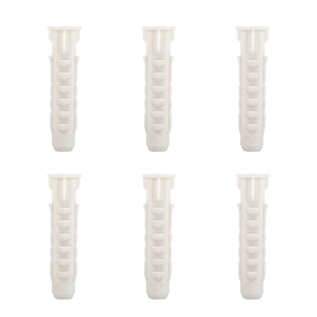 Mounting Dream Concrete Wall Anchors - 10X50mm Plastic Anchor Bolts for TV Wall Mounts | 6pcs White