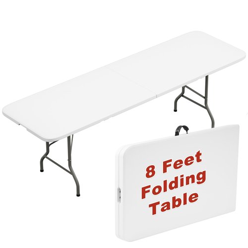 Elevon Folding Table, 8 Feet Heavy Duty Fold-in-Half Utility Table Indoor Outdoor for Camping, Picnic, Party