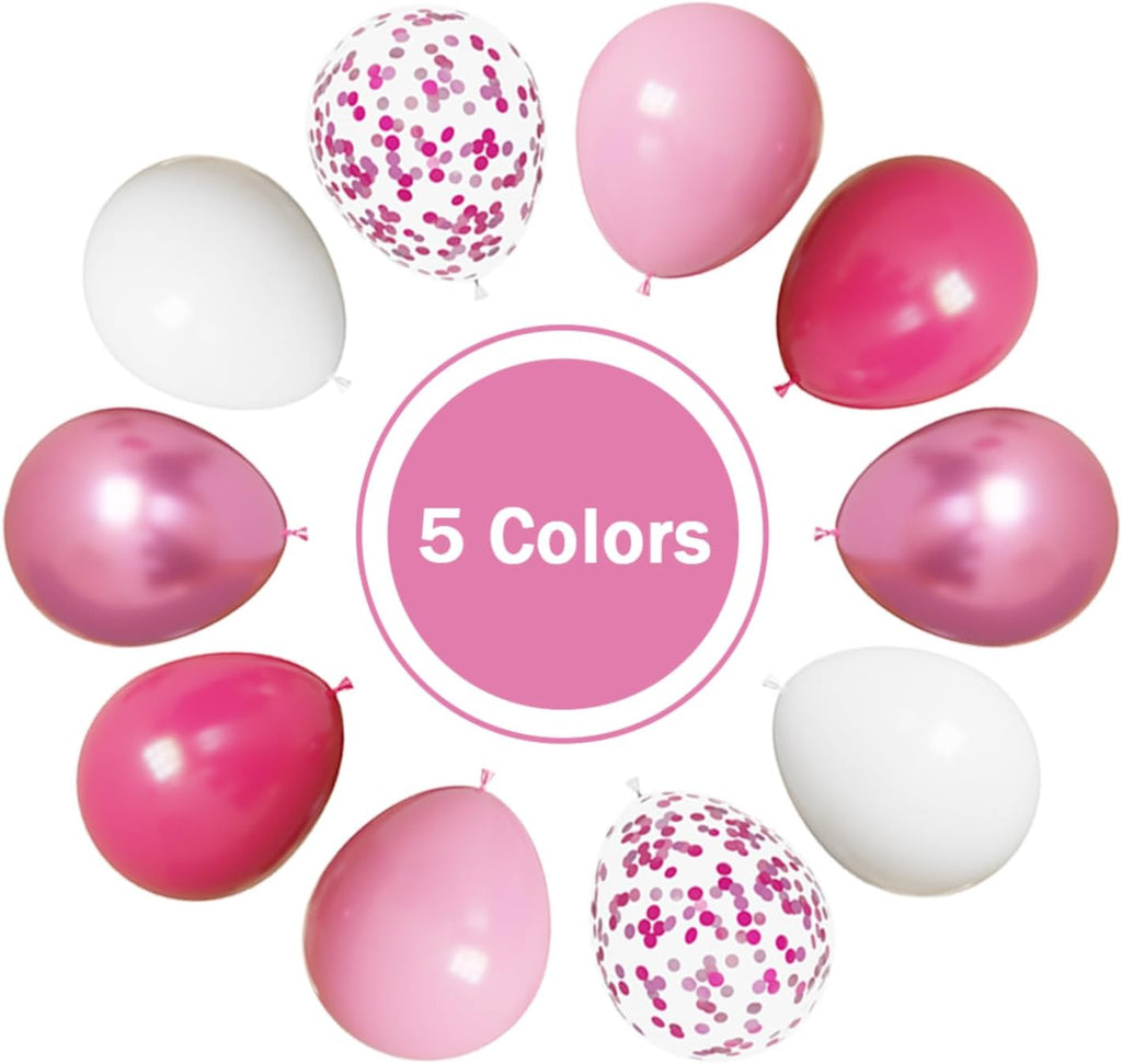 Skiennix Pink and White Balloons Kit - 50pcs 12 Inch Light Pink Latex & Confetti Balloons for Parties