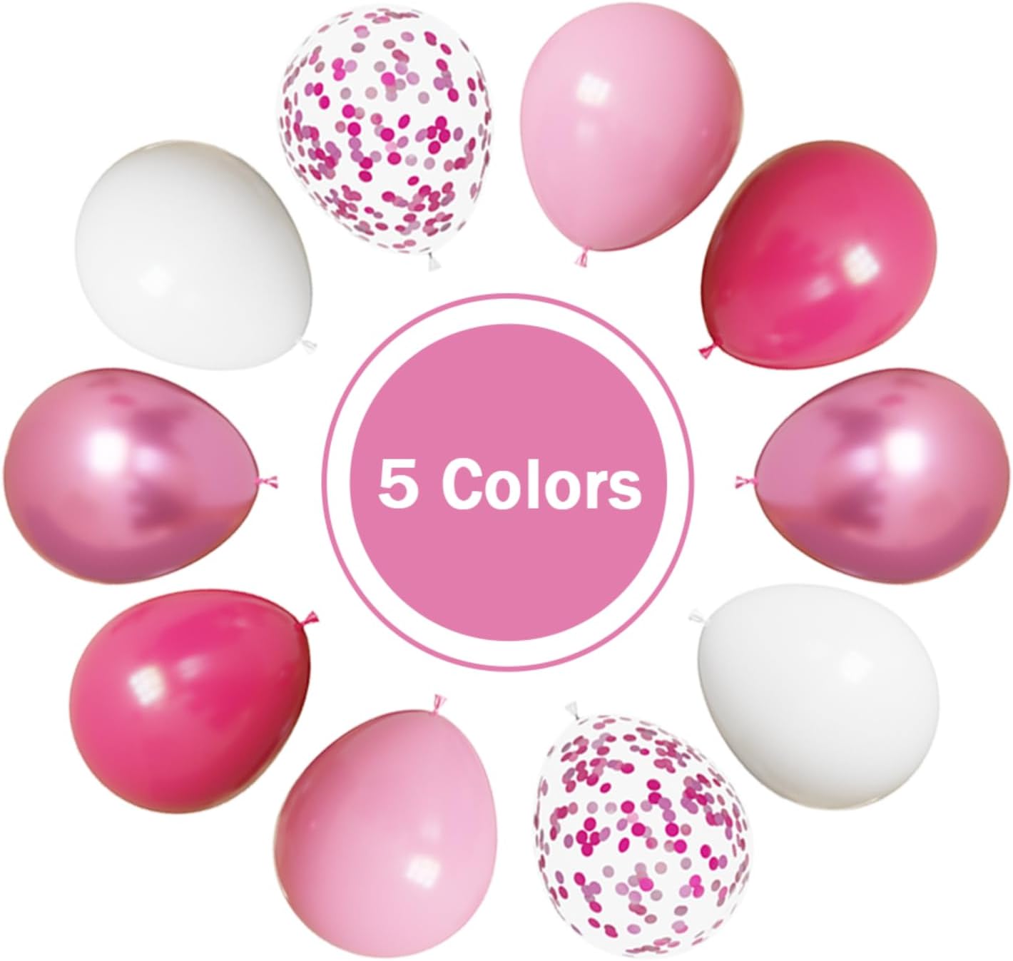 Skiennix Pink and White Balloons Kit - 50pcs 12 Inch Light Pink Latex & Confetti Balloons for Parties