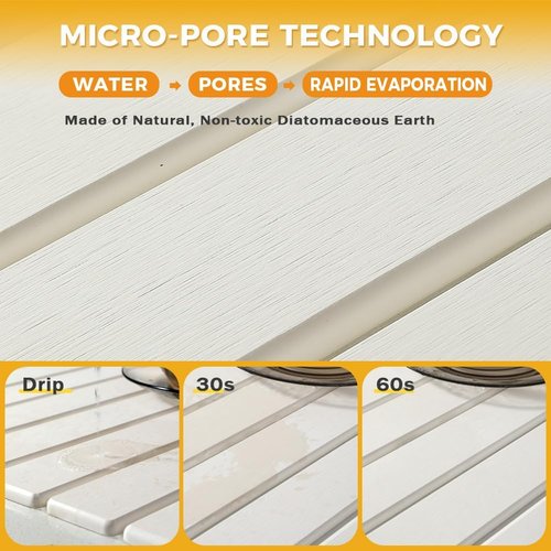 Large Stone Drying Mat for Kitchen Counter, 24×16 Inch Diatomaceous Earth Dish Drying Stone for Fast Absorbent, Collapsible Quick-Dry Draining Mat for Dishes Cookware Cups Any Countertop